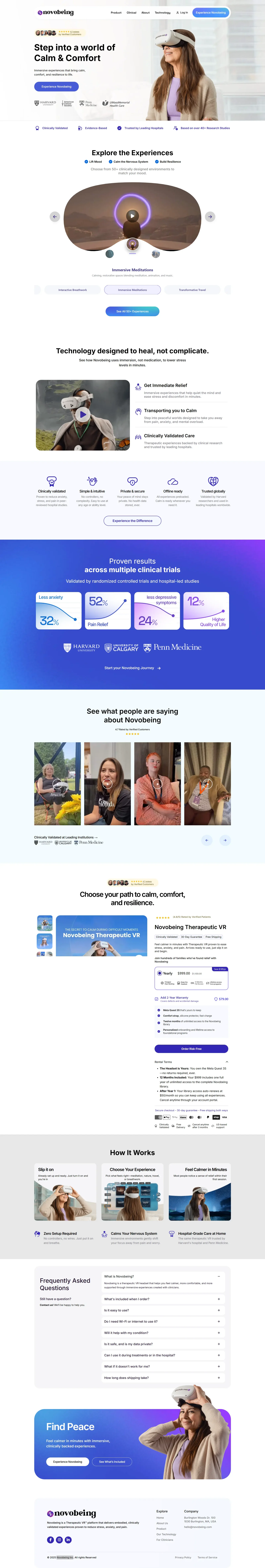 Full-page screenshot of the Novobeing Inc website